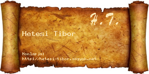Hetesi Tibor névjegykártya